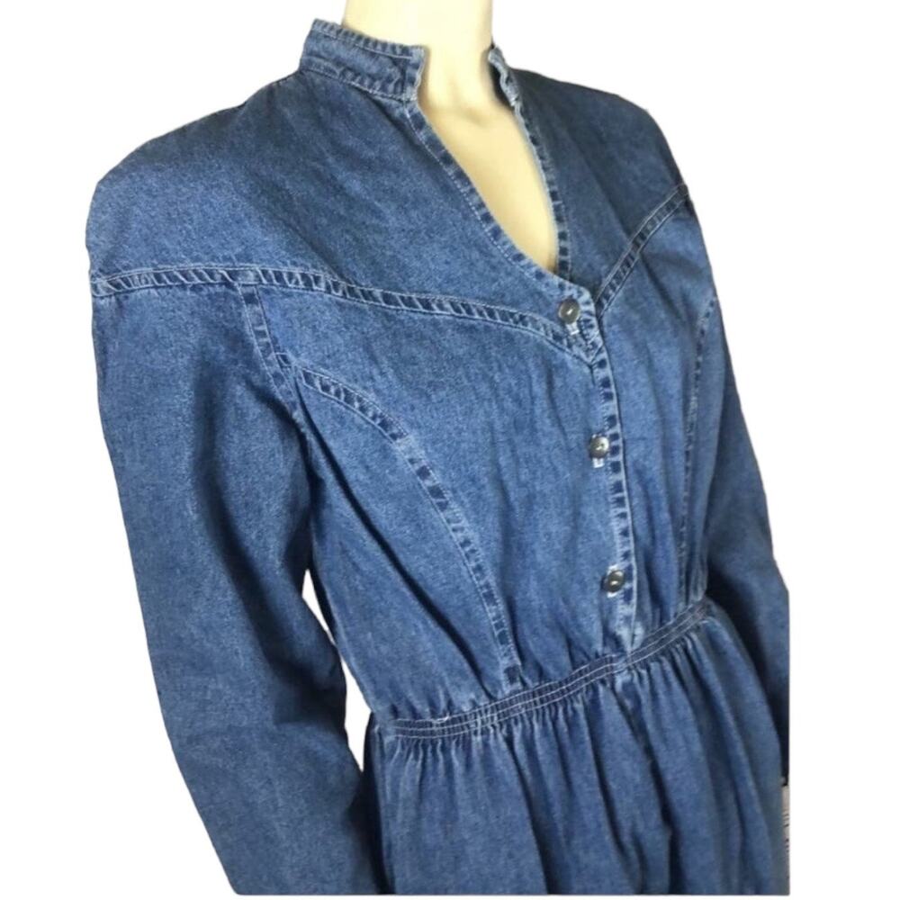 Vintage 1980s Torpedo International Denim Jumpsuit USA Western medium - Picture 4 of 12